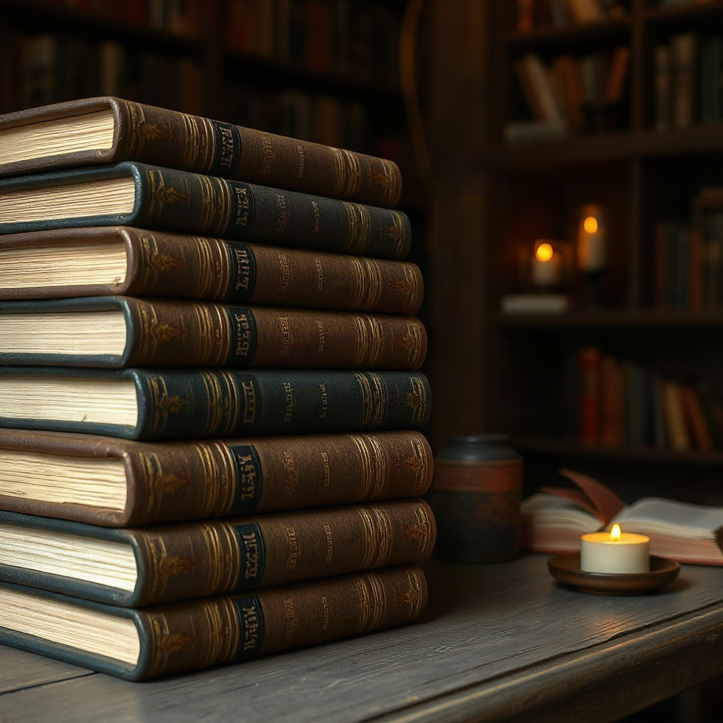Novel spines on shelf