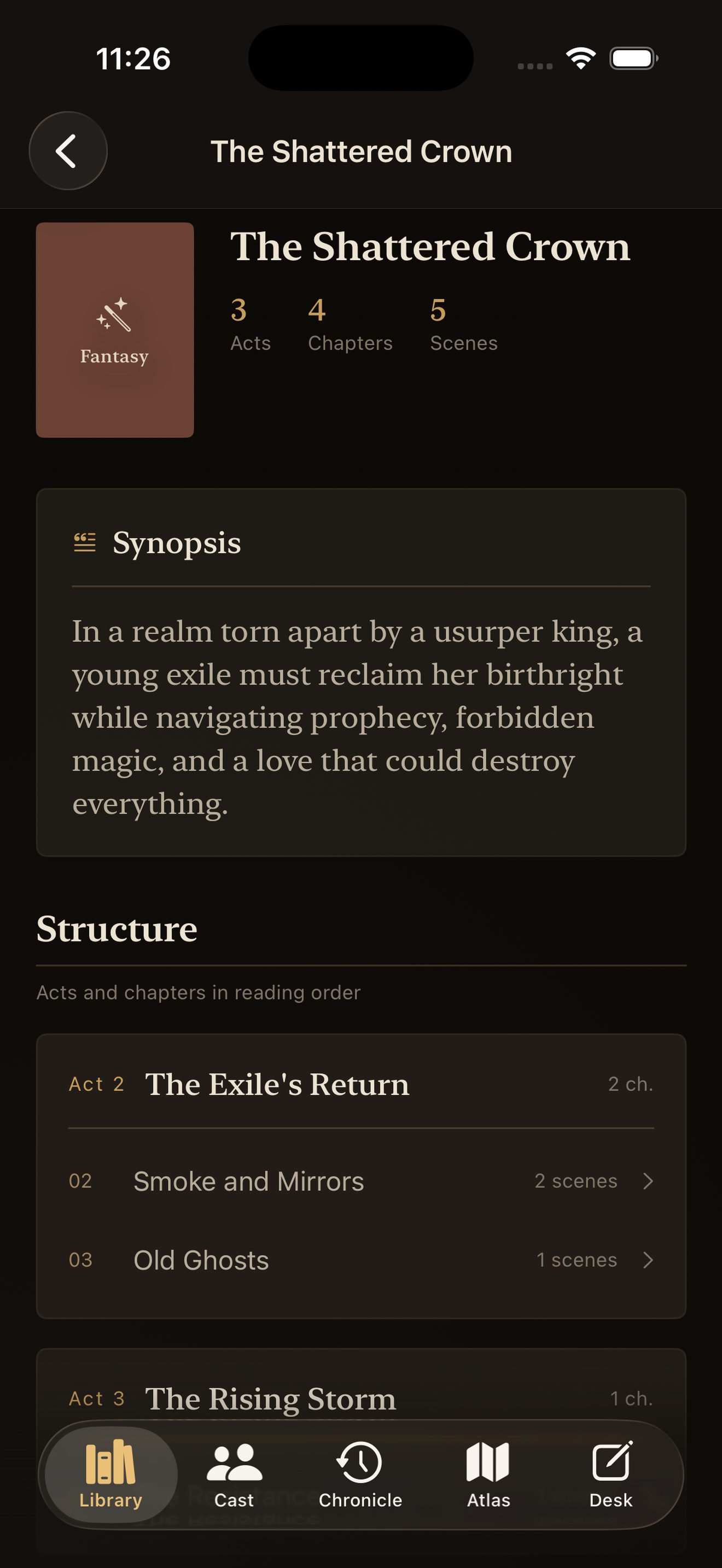 StoryForge timeline chronicle
